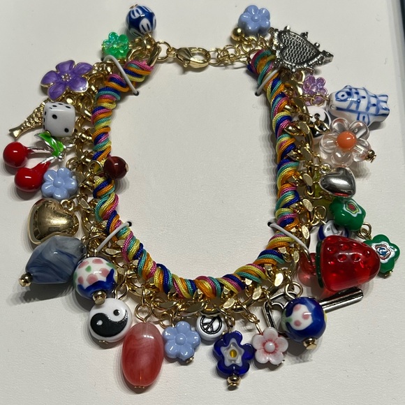 🌈 NEW Atterri Multicolor Charm Bracelet with Ceramic & Cubic Zirconia 🌈 - Picture 2 of 3